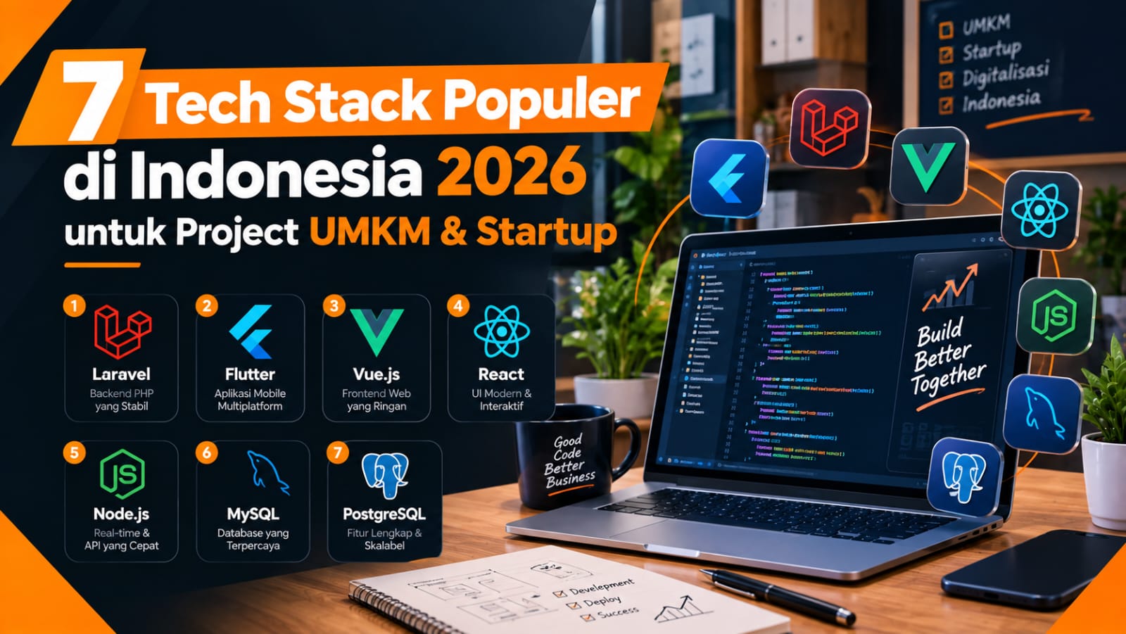 7 Tech Stack Populer di Indonesia 2026 untuk Project UMKM & Startup