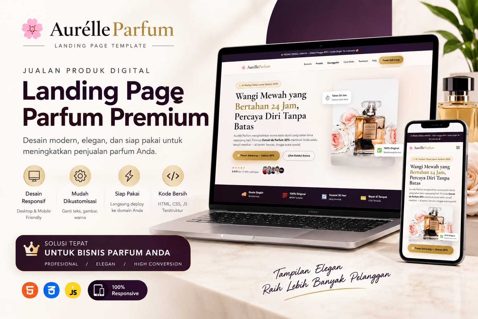 Aurélle — Template Landing Page Penjualan Parfum Premium (Responsive & SEO Friendly)